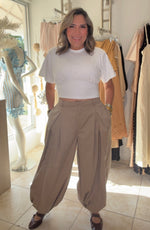 Taupe Pintuck Wide Pants