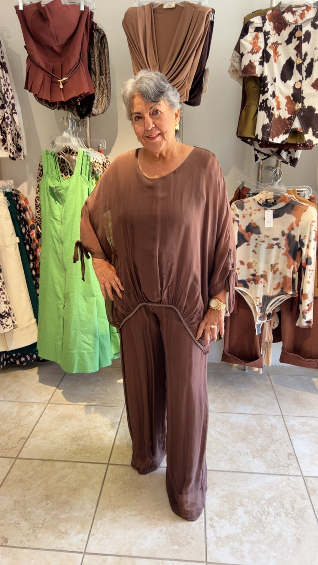 Chocolate Silk Satin Set