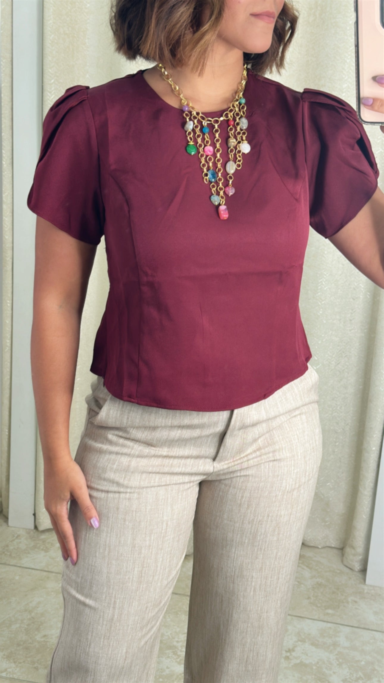 Tulip Hem Bow Beck Top