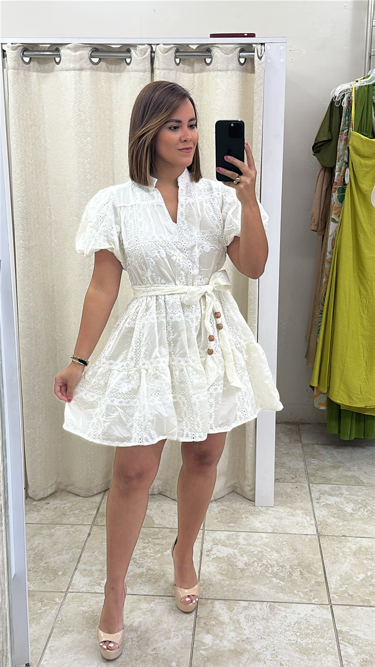 Bone White Short Dress