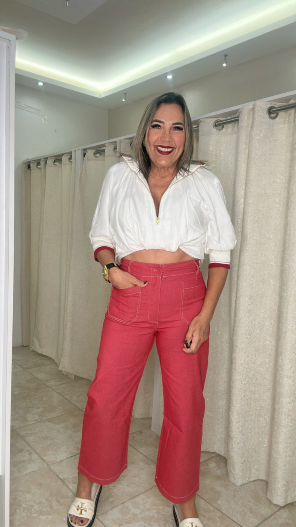 Raspberry Wide Leg Pant