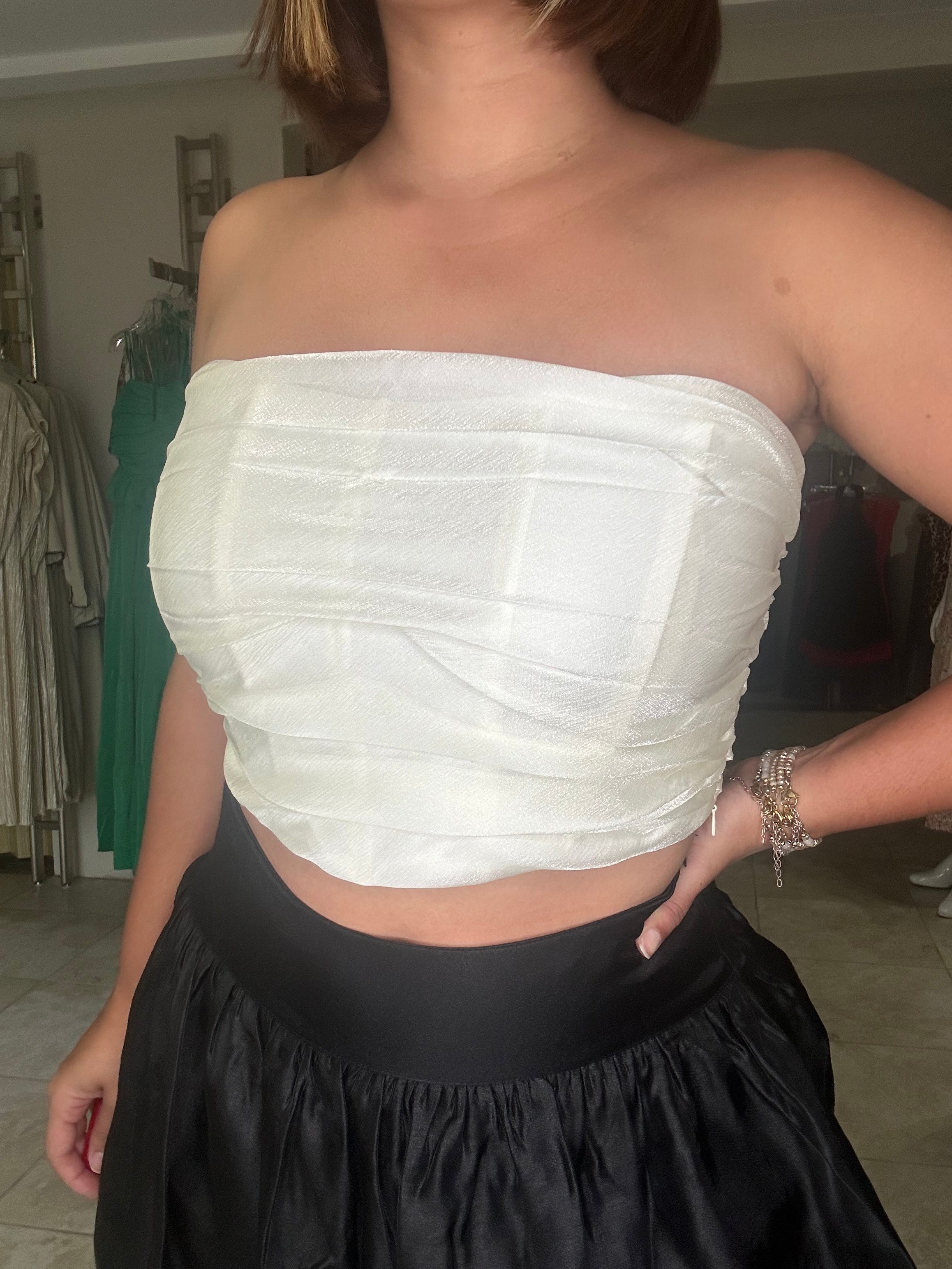 Ivory Strapless Crop Top