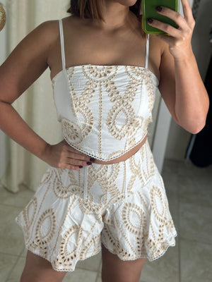 Eyelet Short Pant Set