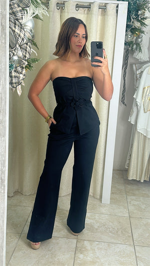 Black Strapless Pant set