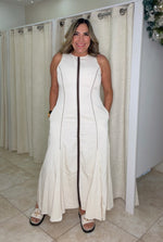 Ecru Embroidery Maxi Dress