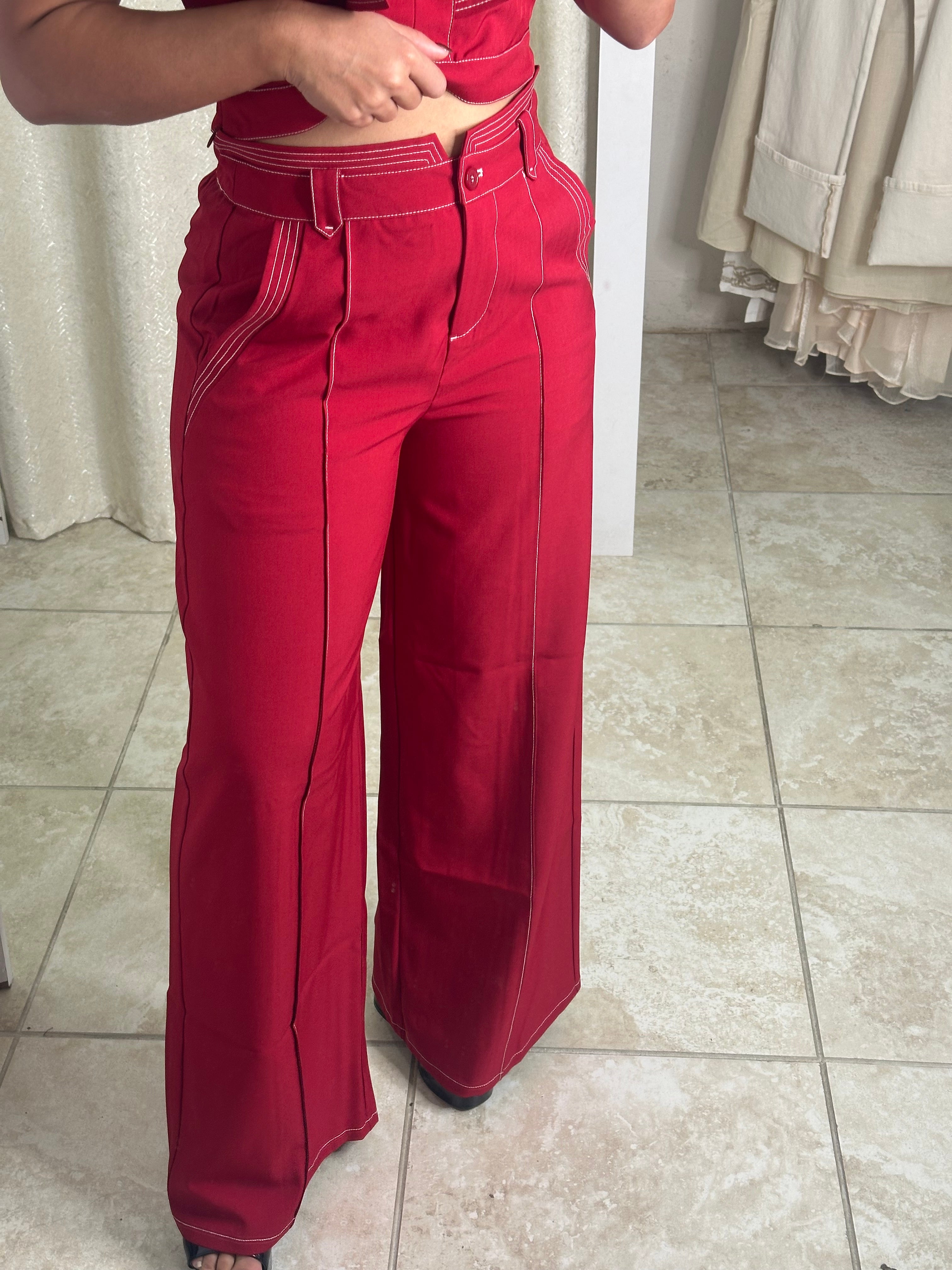 Deep Red Pant Set