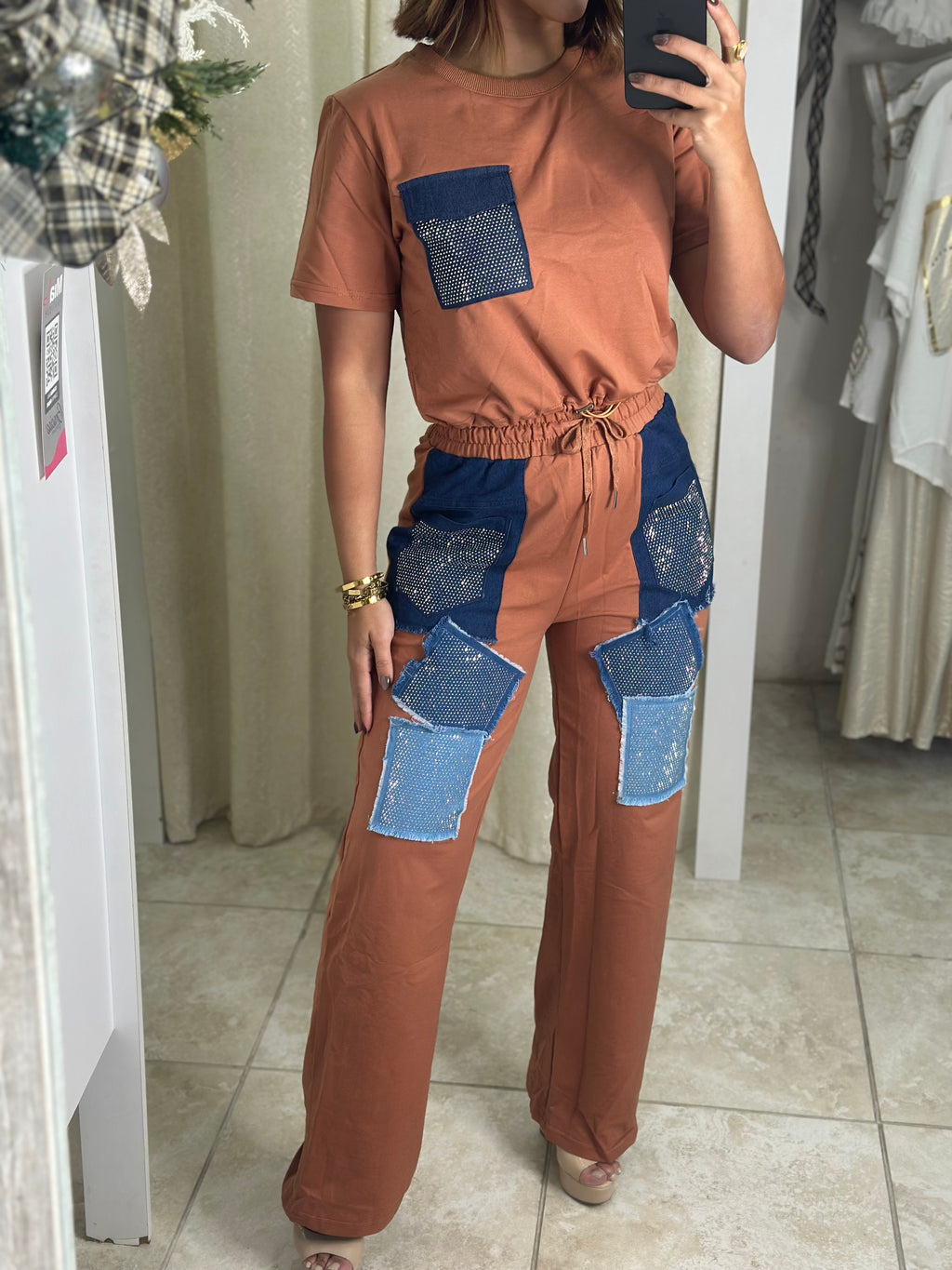Rust & Denim Pant Set