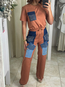 Rust & Denim Pant Set