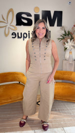 Stretch Military Vest And Barrel Pant Set