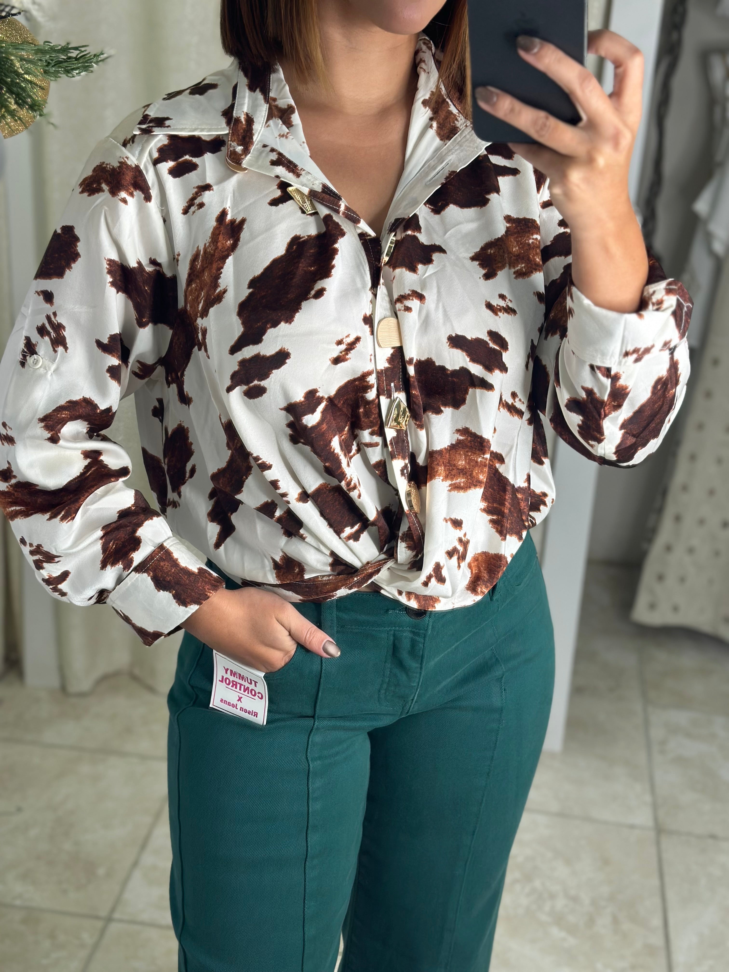 Printed Long Slevee Blouse