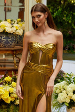 Gold Metallic Shiny Long Dress