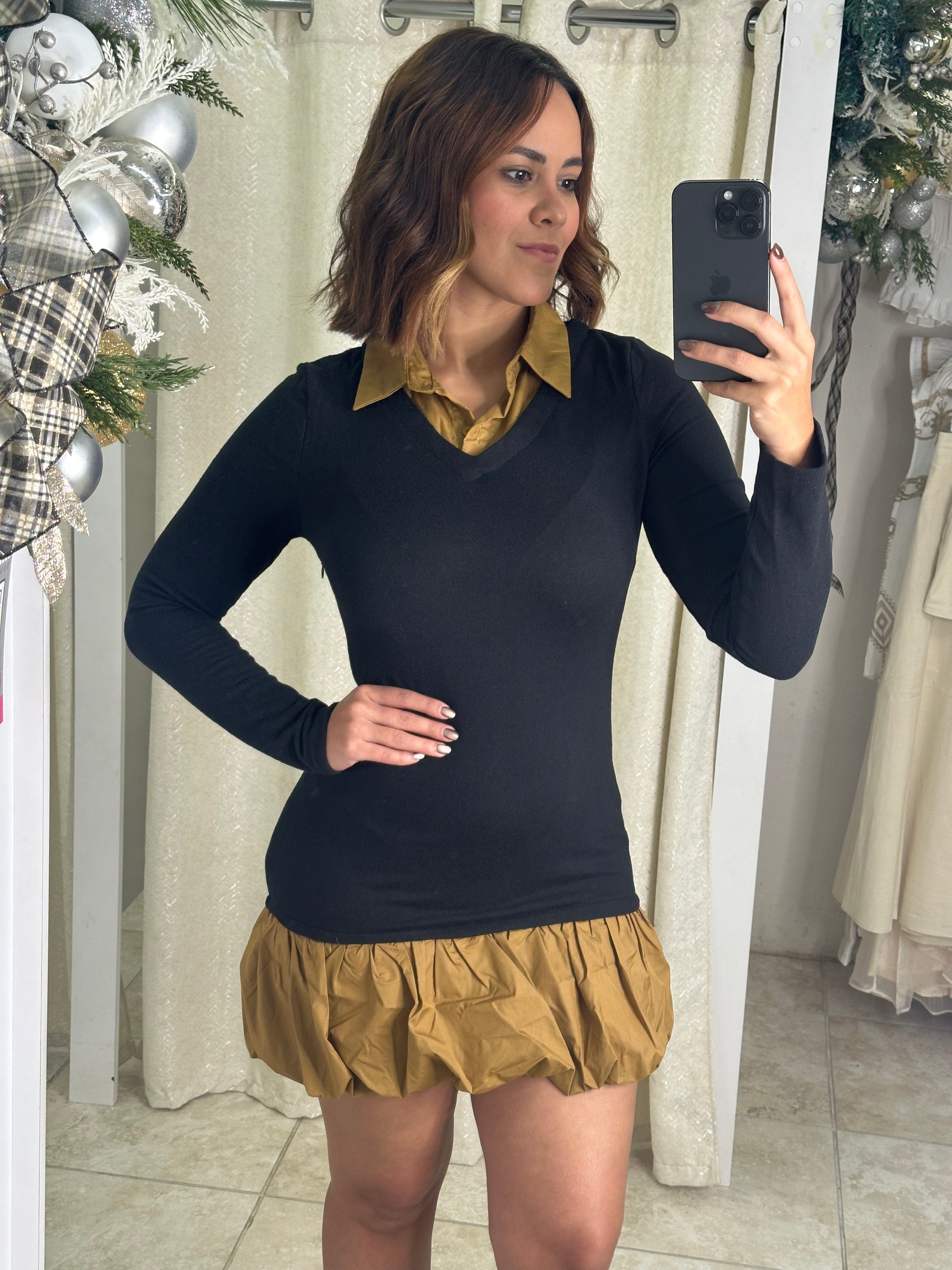 Black Bubble Shirt Dress