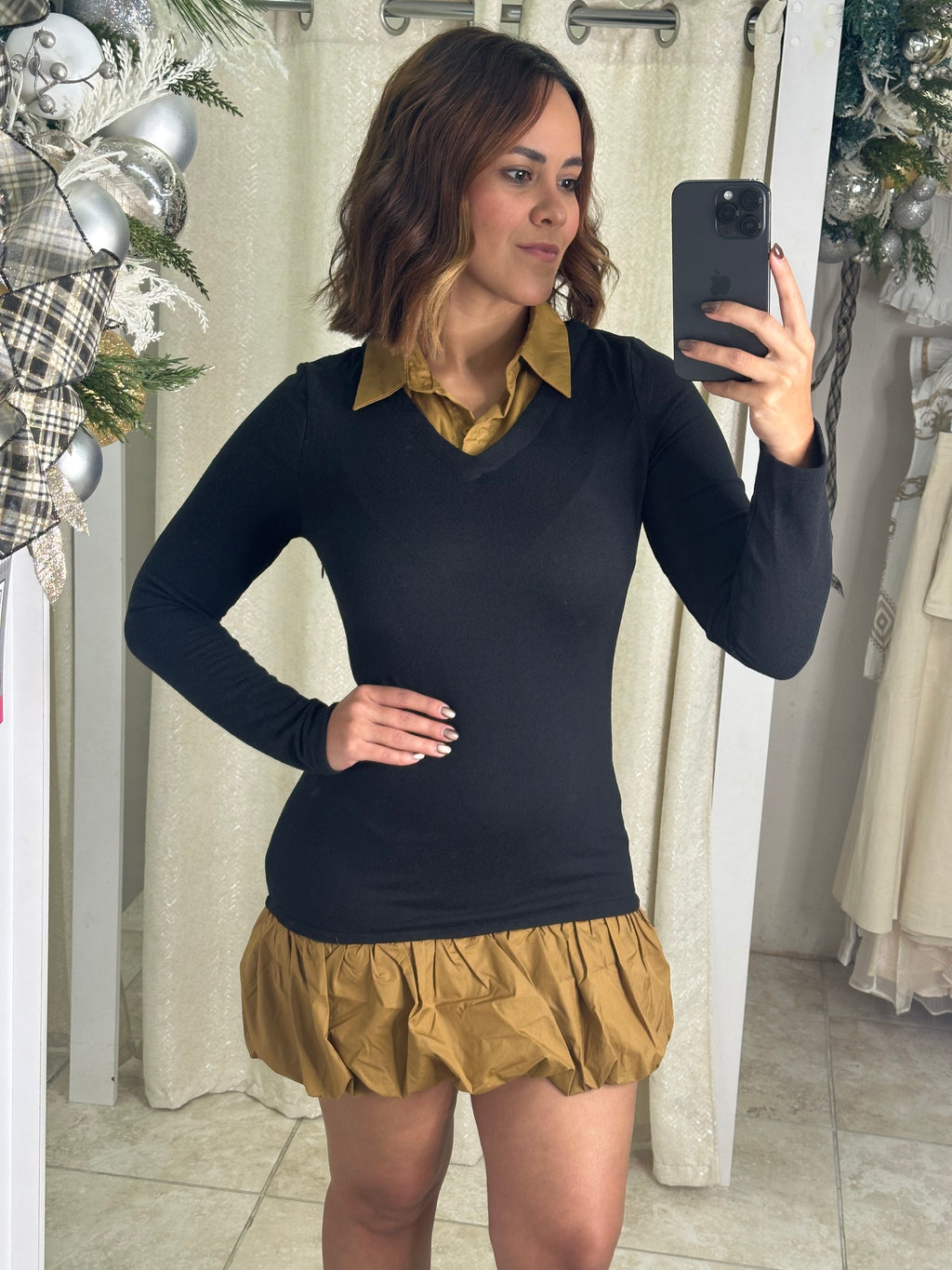 Black Bubble Shirt Dress