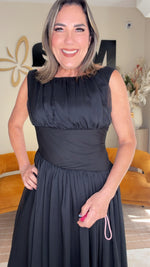 Bubble Black Draped Midi Dress