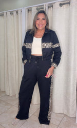Black Leopard Pants Set