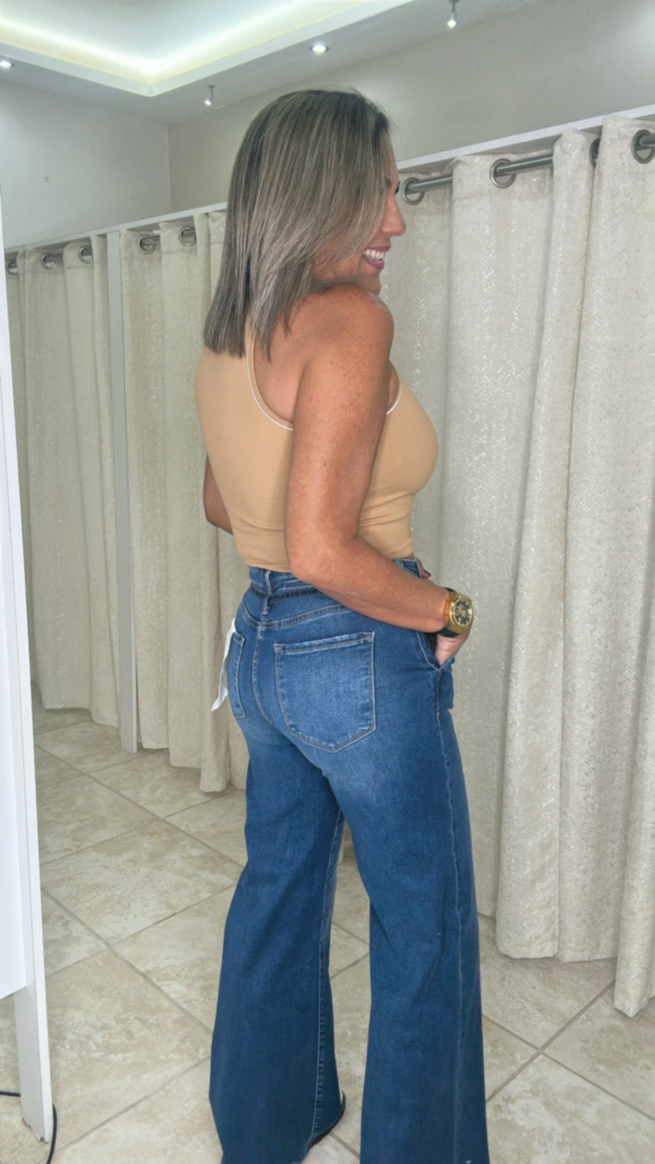High Rise Wide Leg Belted Jeans