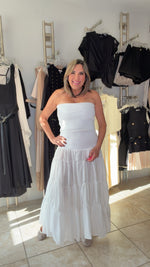White Strapless Multi Dress