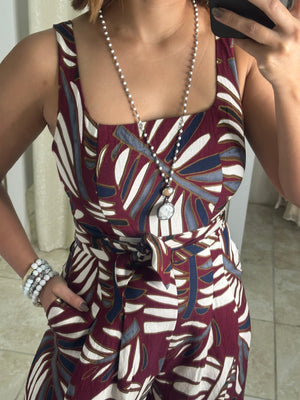Burgundy Printed Jumpsuit