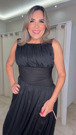 Bubble Black Draped Mudi Dress