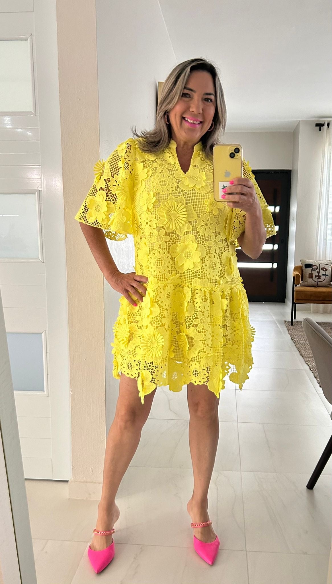 Crochet Yellow Lace Dress