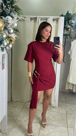 Flattering Draped Belt Detail Mini Dress