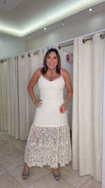 Linen & Crochet Midi Dress