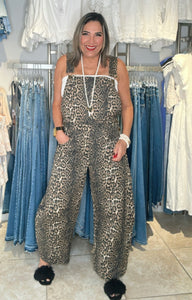 Leopard Print Denim Overall