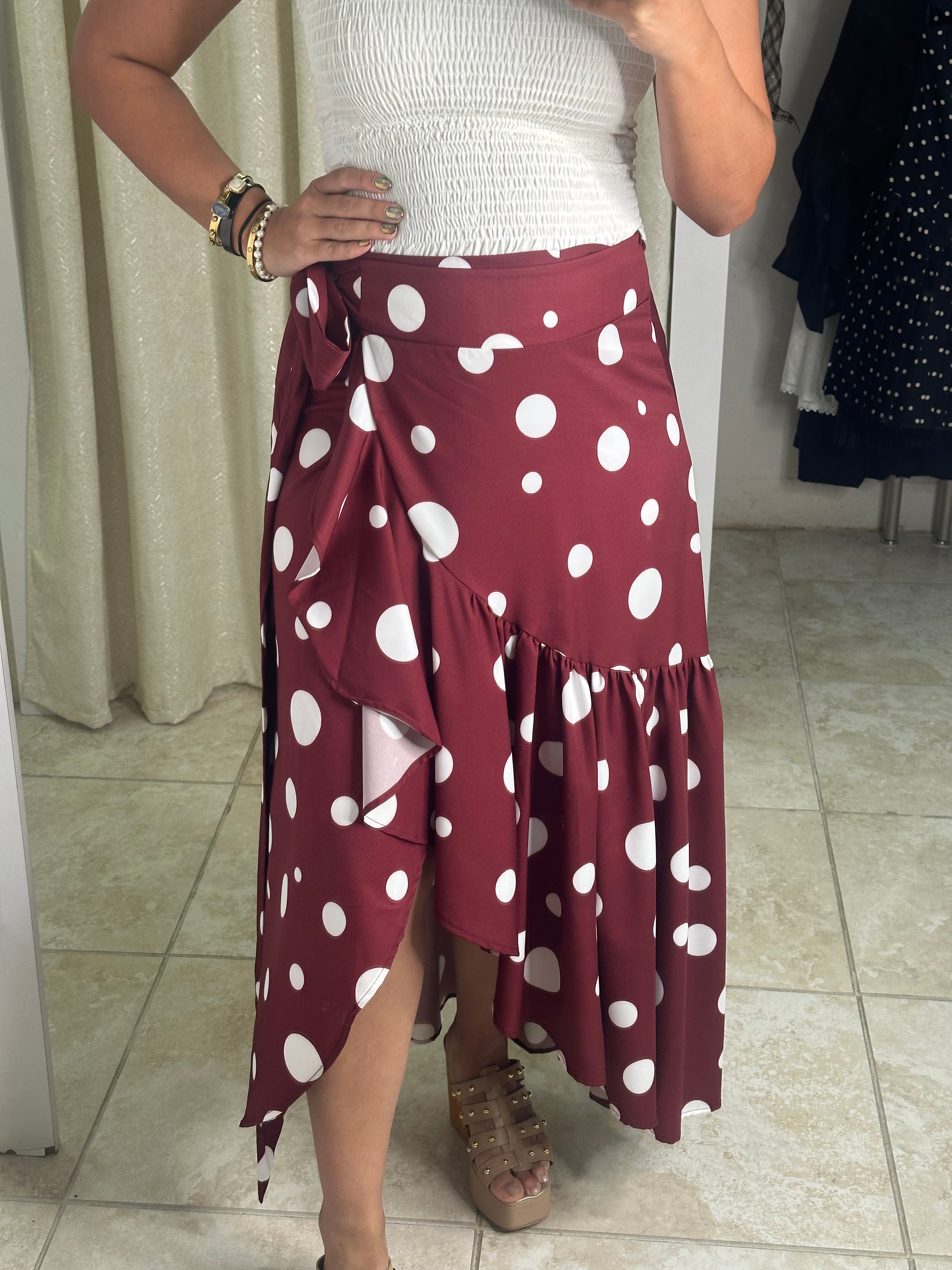Multi Circle Polka Wrap Skirt