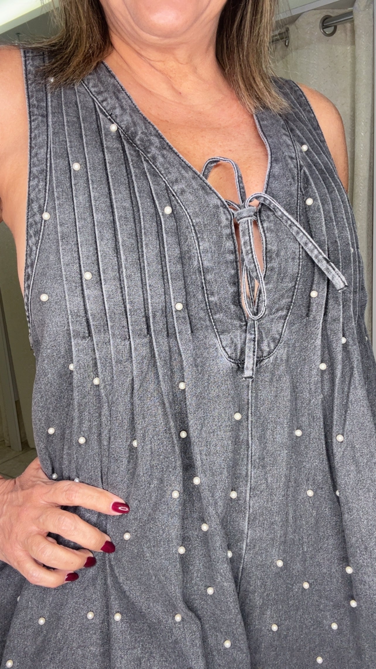 Black Wash Denim Romper