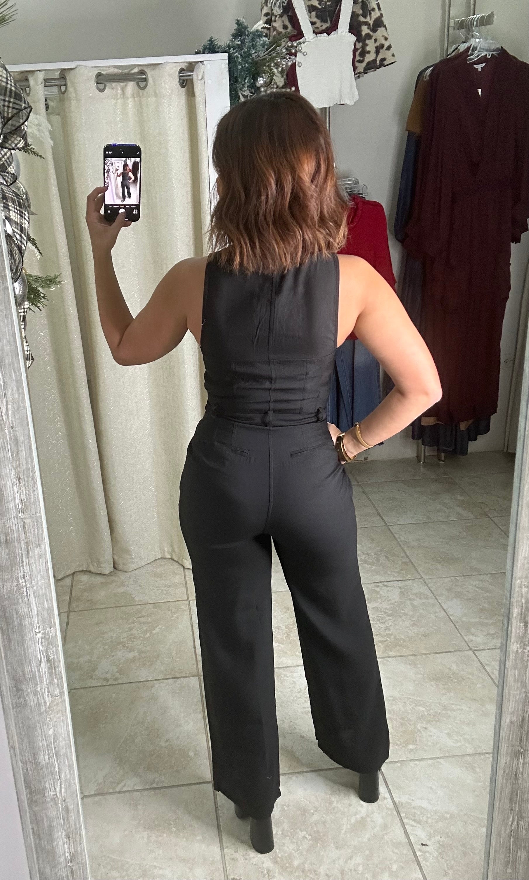 Black High Neck Zipper Jumpsuit