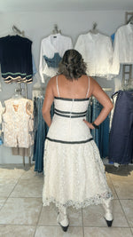 Cream & Black Trim Accents Dress