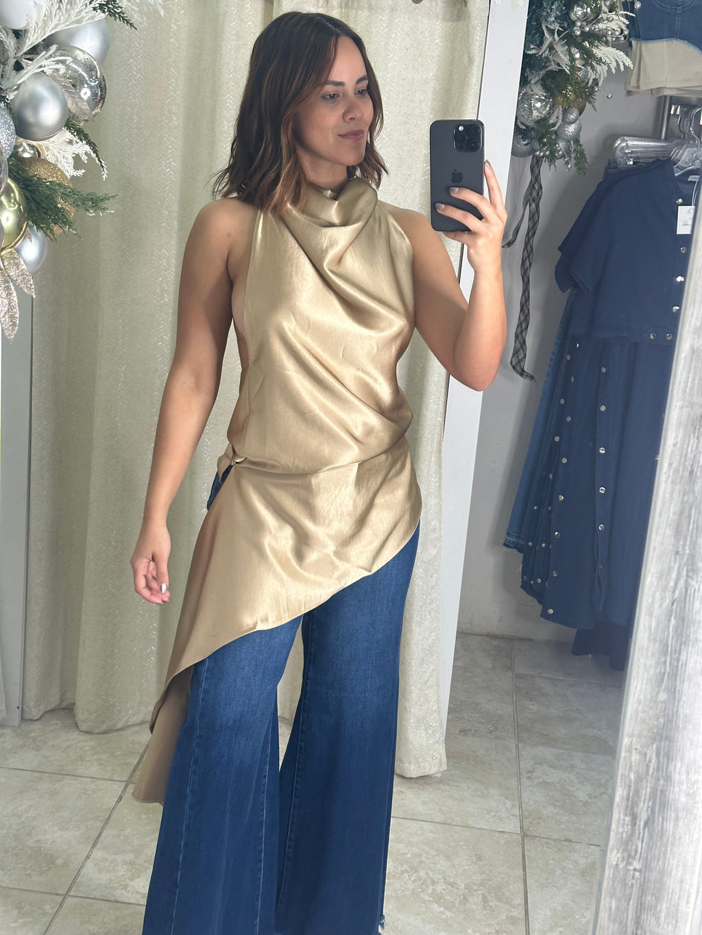 Champagne Satin Blouse