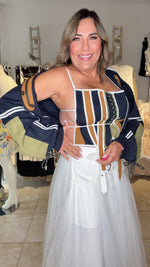 Mixed Media Corset Jacket And Crop Top Set