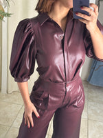 High Waist Burgundy Pant Set