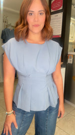 Round Neck Waist Pleated Top