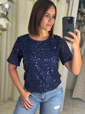 Navy Glitter Blouse
