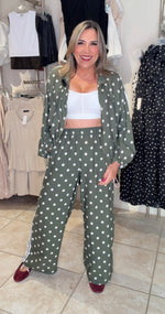 Polka Dot Jacket|Pant Set