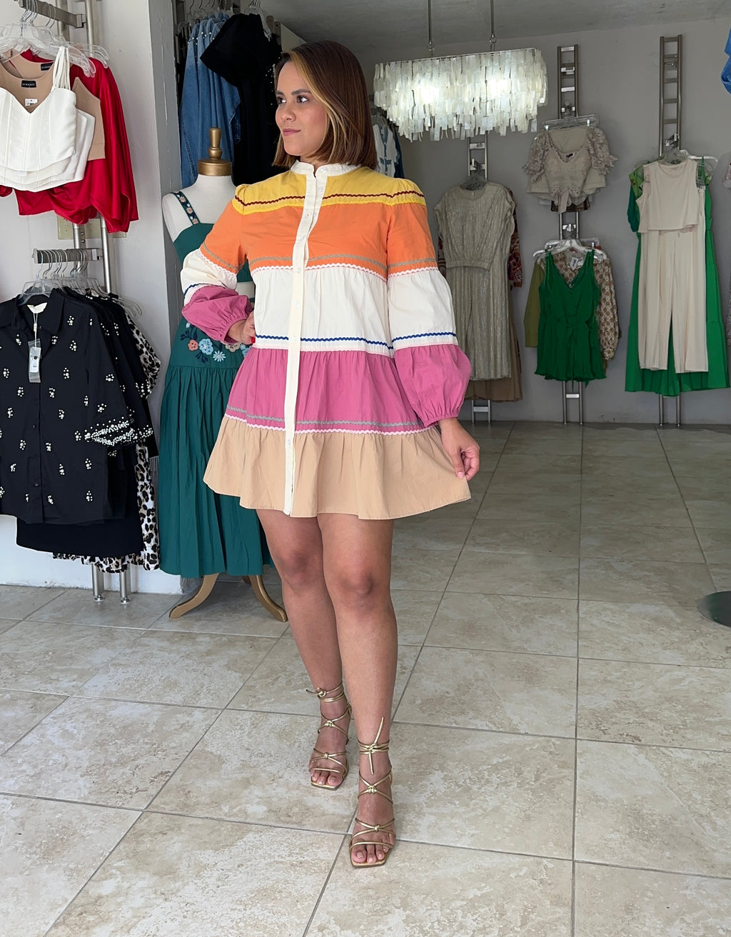 Trim Color Block Mini Dress