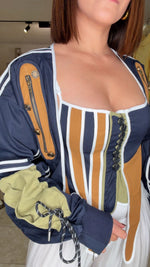 Mixed Media Corset Jacket And Crop Top Set