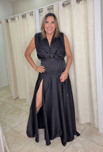 Black Satin Formal Dress