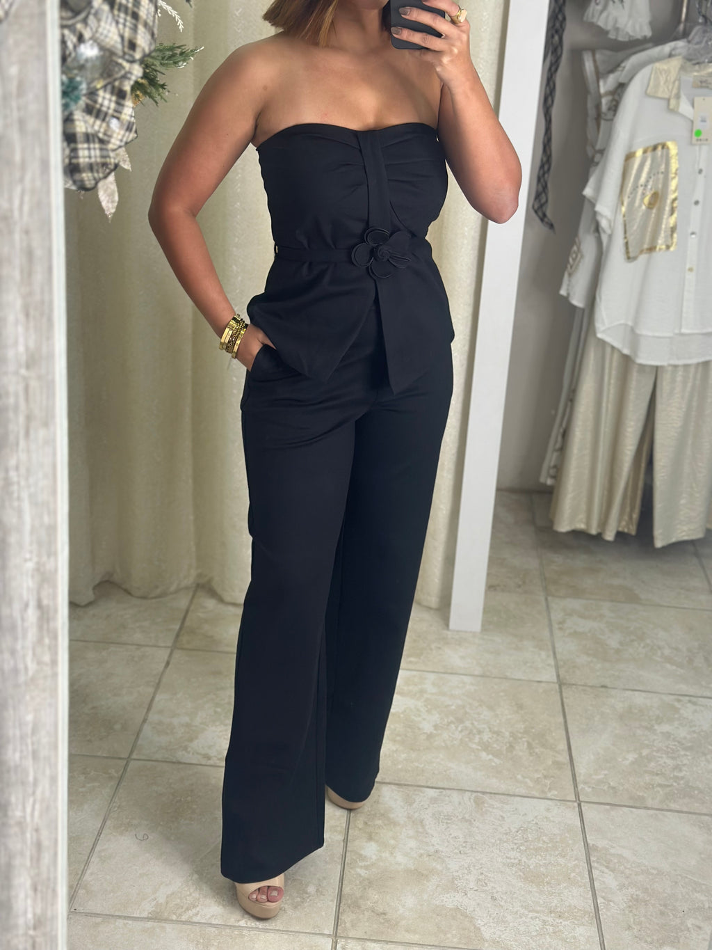Black Strapless Pant set