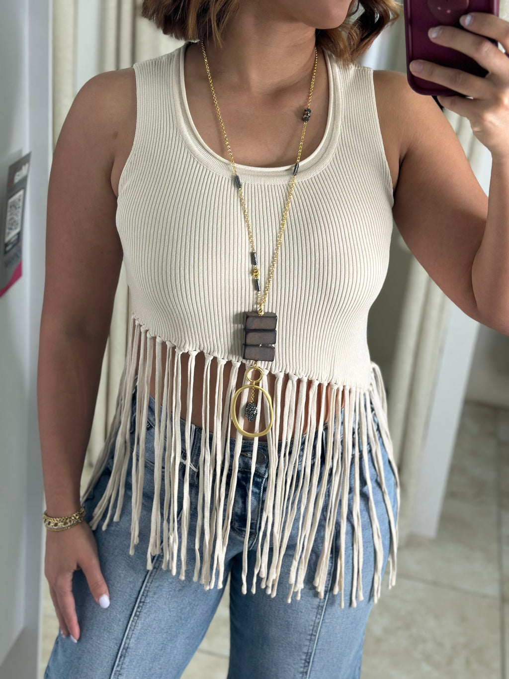 Asymmetrical Tasseled Tank Top