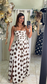Ivory/Brown Polka Dot Maxi Dress