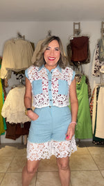 White Eyelet & Denim Set