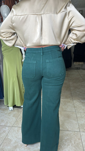 TC Mid Rise Wide Leg Hem Pants