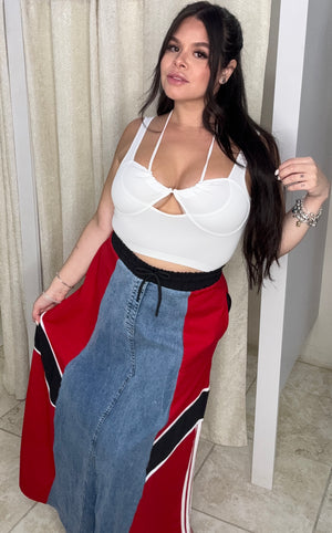 Rib Halter Strap Crop Top