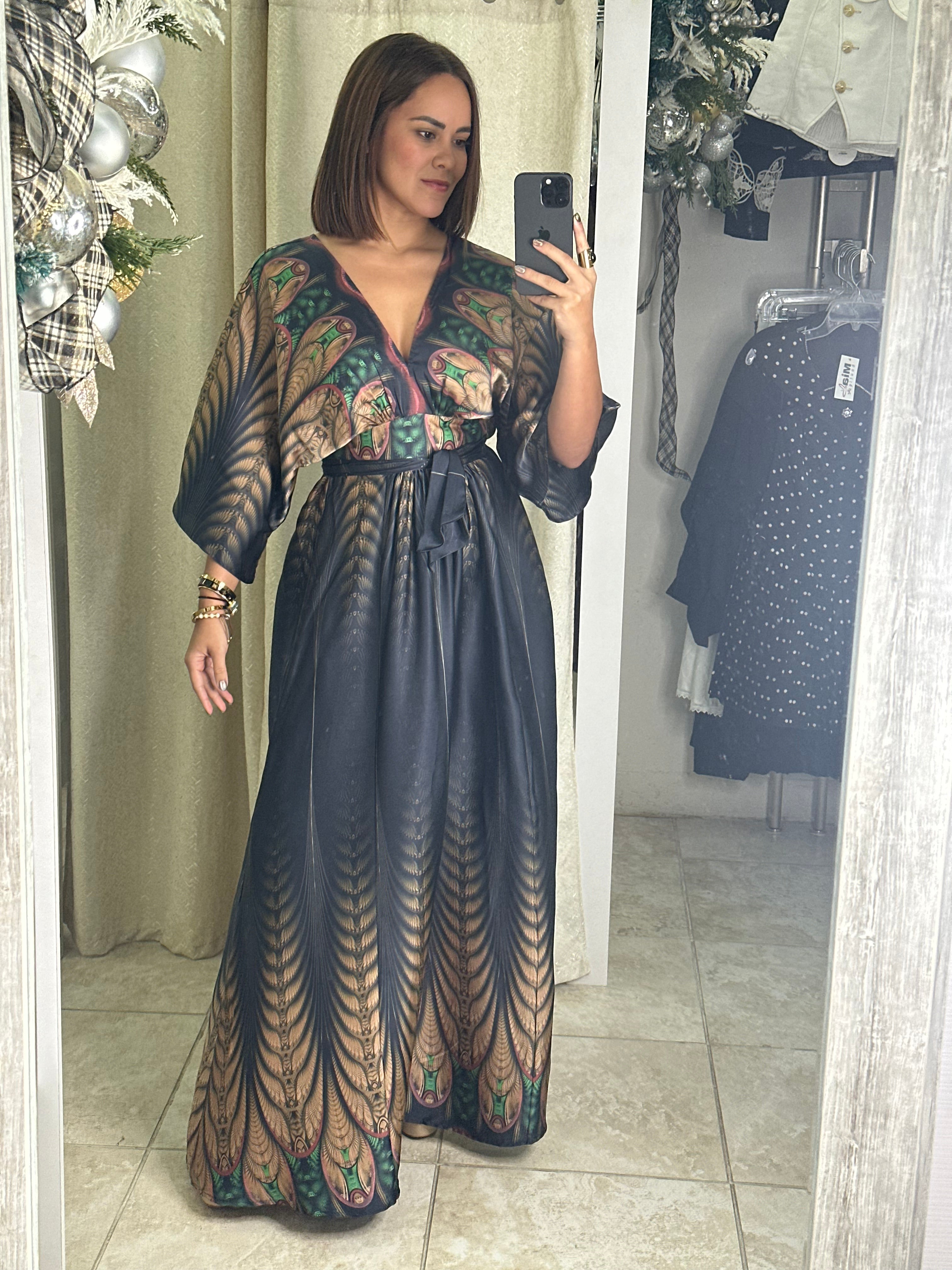 Kimono Printed Maxi Dress