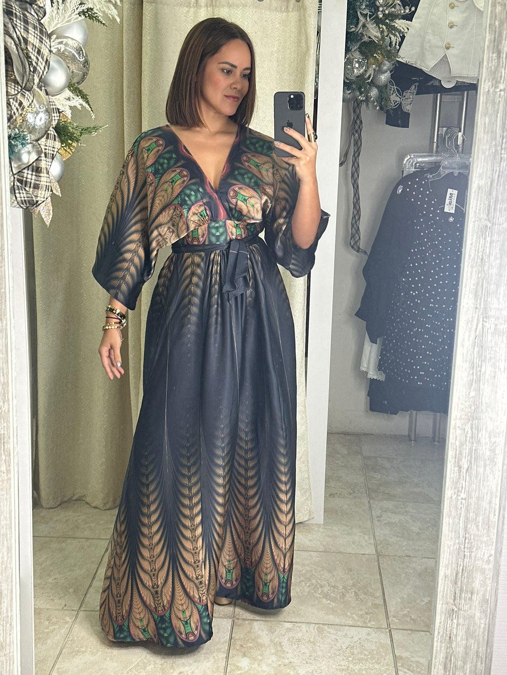 Kimono Printed Maxi Dress