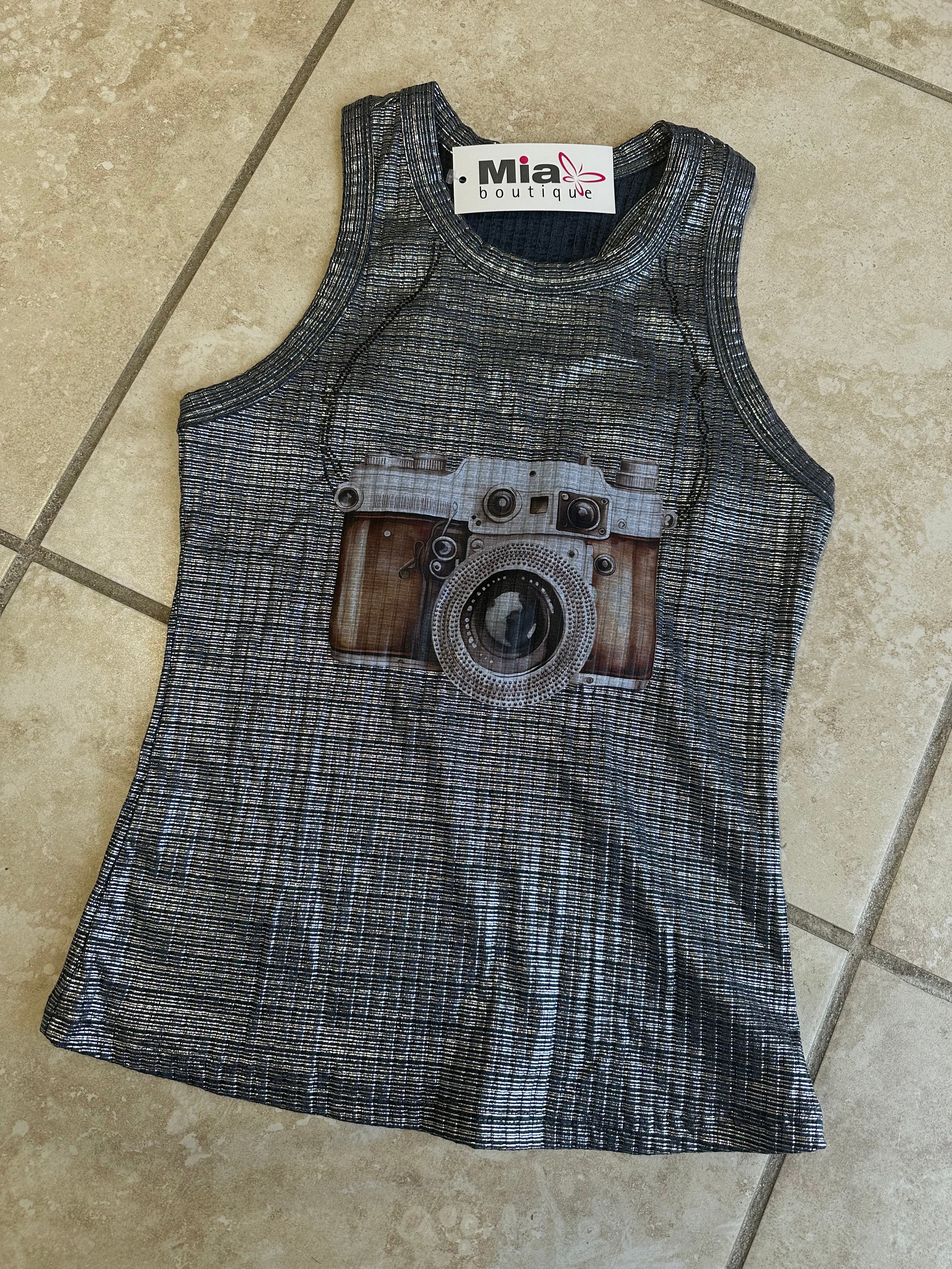 DtMf Navy Metallic Tank Top