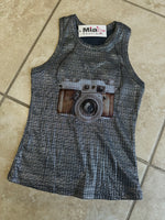 DtMf Navy Metallic Tank Top